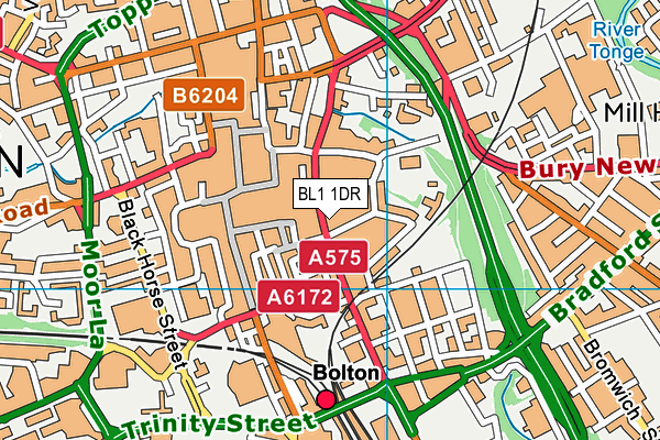 BL1 1DR map - OS VectorMap District (Ordnance Survey) BL1 1DR map - OS VectorMap District (Ordnance Survey)