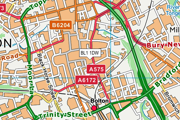 BL1 1DW map - OS VectorMap District (Ordnance Survey) BL1 1DW map - OS VectorMap District (Ordnance Survey)