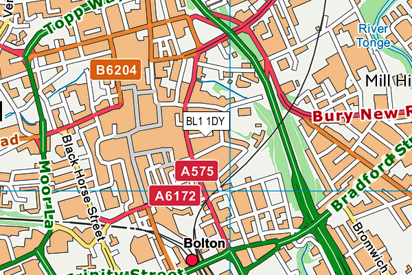 BL1 1DY map - OS VectorMap District (Ordnance Survey) BL1 1DY map - OS VectorMap District (Ordnance Survey)
