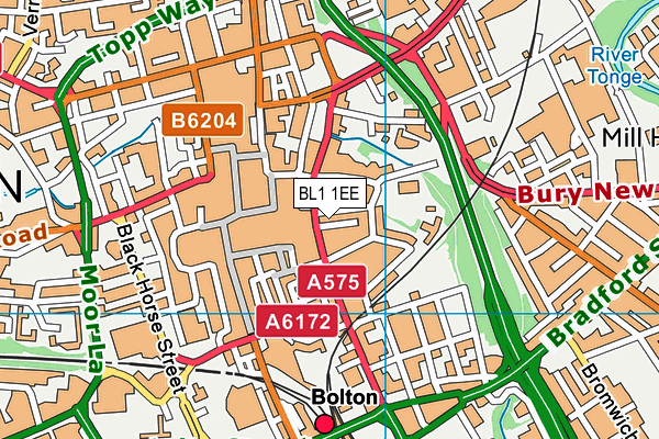 BL1 1EE map - OS VectorMap District (Ordnance Survey) BL1 1EE map - OS VectorMap District (Ordnance Survey)