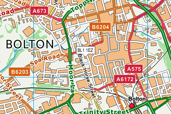 BL1 1EZ map - OS VectorMap District (Ordnance Survey) BL1 1EZ map - OS VectorMap District (Ordnance Survey)