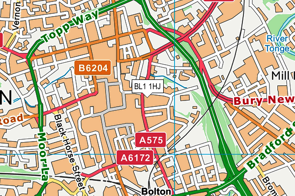 BL1 1HJ map - OS VectorMap District (Ordnance Survey) BL1 1HJ map - OS VectorMap District (Ordnance Survey)