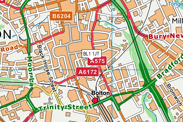 BL1 1JT map - OS VectorMap District (Ordnance Survey)