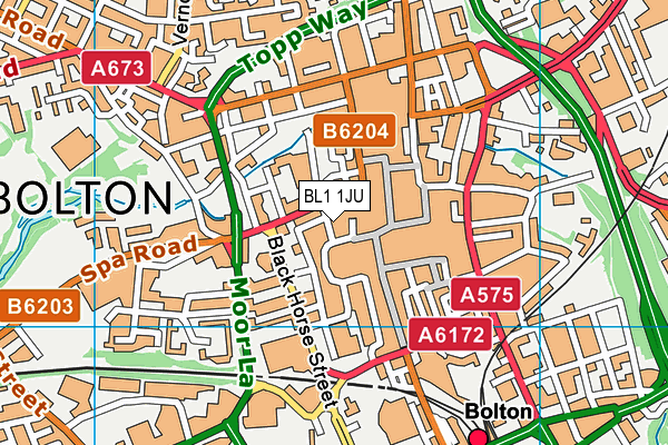 BL1 1JU map - OS VectorMap District (Ordnance Survey) BL1 1JU map - OS VectorMap District (Ordnance Survey)