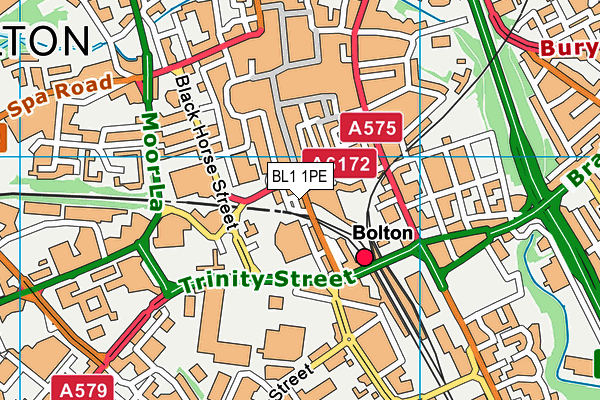BL1 1PE map - OS VectorMap District (Ordnance Survey) BL1 1PE map - OS VectorMap District (Ordnance Survey)