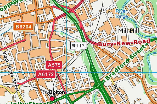 BL1 1PJ map - OS VectorMap District (Ordnance Survey) BL1 1PJ map - OS VectorMap District (Ordnance Survey)