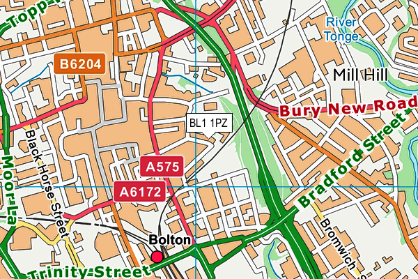 BL1 1PZ map - OS VectorMap District (Ordnance Survey) BL1 1PZ map - OS VectorMap District (Ordnance Survey)