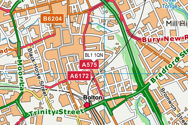 BL1 1QN map - OS VectorMap District (Ordnance Survey) BL1 1QN map - OS VectorMap District (Ordnance Survey)