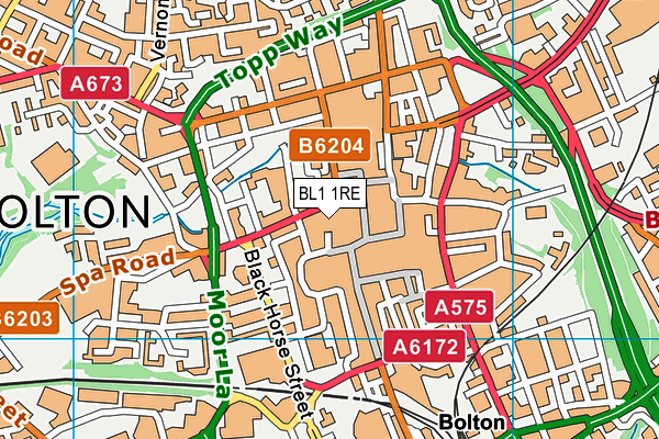 BL1 1RE map - OS VectorMap District (Ordnance Survey) BL1 1RE map - OS VectorMap District (Ordnance Survey)
