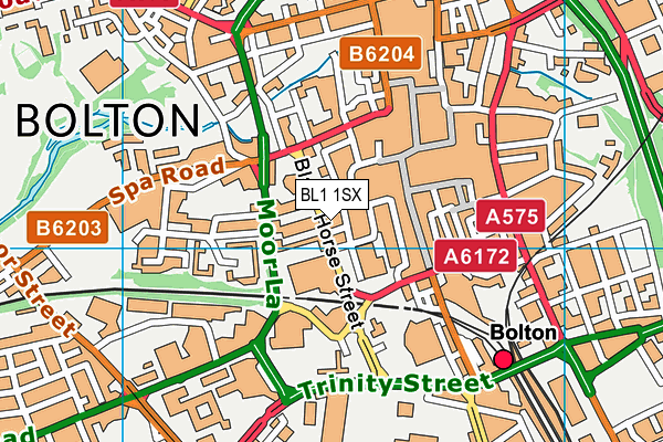 BL1 1SX map - OS VectorMap District (Ordnance Survey) BL1 1SX map - OS VectorMap District (Ordnance Survey)