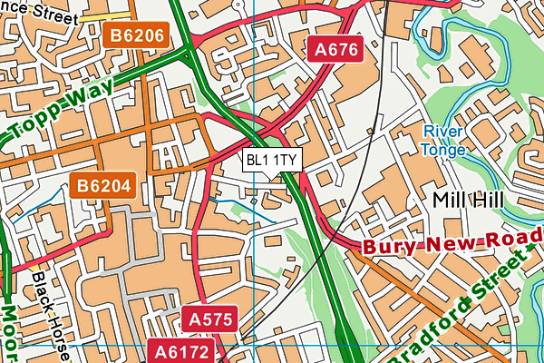 BL1 1TY map - OS VectorMap District (Ordnance Survey) BL1 1TY map - OS VectorMap District (Ordnance Survey)