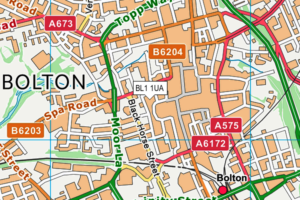 BL1 1UA map - OS VectorMap District (Ordnance Survey) BL1 1UA map - OS VectorMap District (Ordnance Survey)