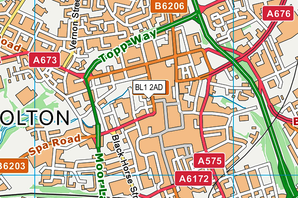 BL1 2AD map - OS VectorMap District (Ordnance Survey) BL1 2AD map - OS VectorMap District (Ordnance Survey)