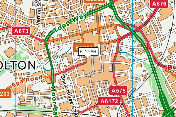 BL1 2AH map - OS VectorMap District (Ordnance Survey) BL1 2AH map - OS VectorMap District (Ordnance Survey)