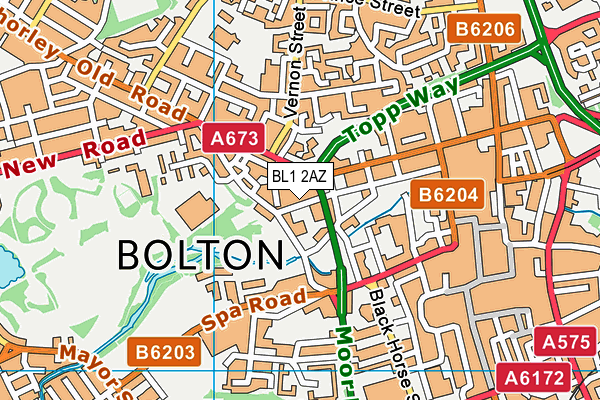 BL1 2AZ map - OS VectorMap District (Ordnance Survey) BL1 2AZ map - OS VectorMap District (Ordnance Survey)