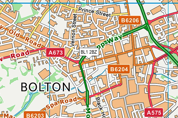 BL1 2BZ map - OS VectorMap District (Ordnance Survey) BL1 2BZ map - OS VectorMap District (Ordnance Survey)