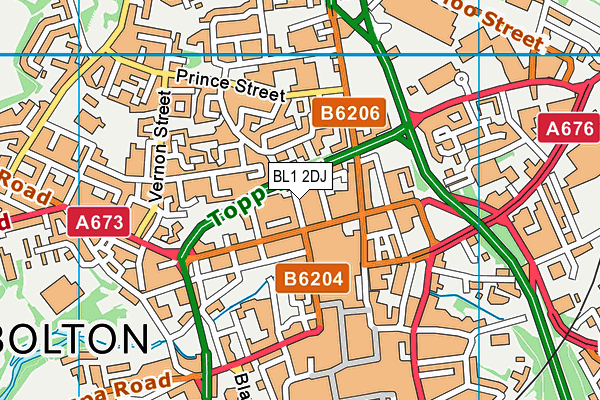 BL1 2DJ map - OS VectorMap District (Ordnance Survey)