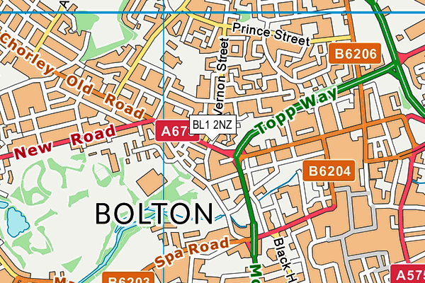 BL1 2NZ map - OS VectorMap District (Ordnance Survey) BL1 2NZ map - OS VectorMap District (Ordnance Survey)