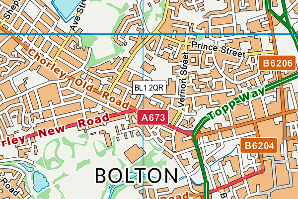 BL1 2QR map - OS VectorMap District (Ordnance Survey) BL1 2QR map - OS VectorMap District (Ordnance Survey)