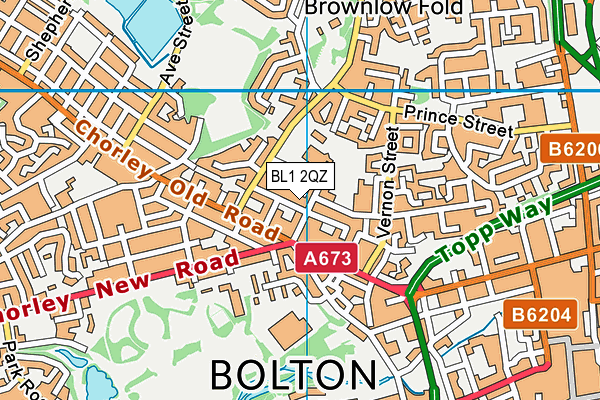 BL1 2QZ map - OS VectorMap District (Ordnance Survey)
