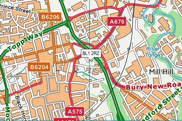 BL1 2RZ map - OS VectorMap District (Ordnance Survey) BL1 2RZ map - OS VectorMap District (Ordnance Survey)