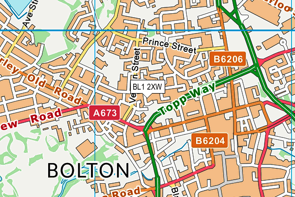 BL1 2XW map - OS VectorMap District (Ordnance Survey) BL1 2XW map - OS VectorMap District (Ordnance Survey)