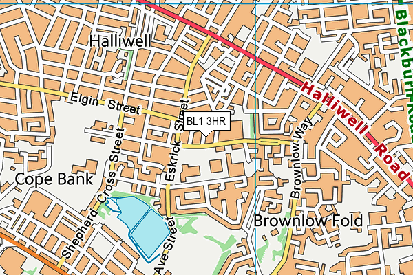 BL1 3HR map - OS VectorMap District (Ordnance Survey)