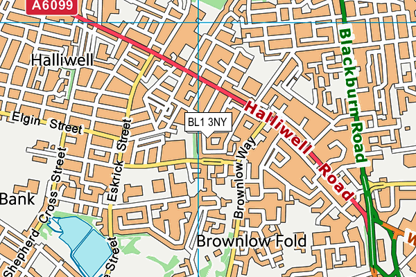 BL1 3NY map - OS VectorMap District (Ordnance Survey)