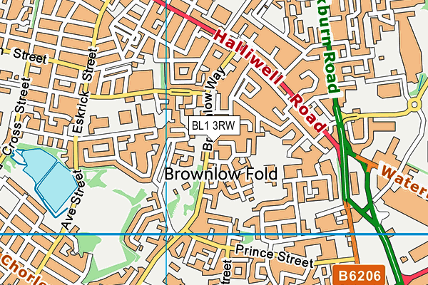 BL1 3RW map - OS VectorMap District (Ordnance Survey)