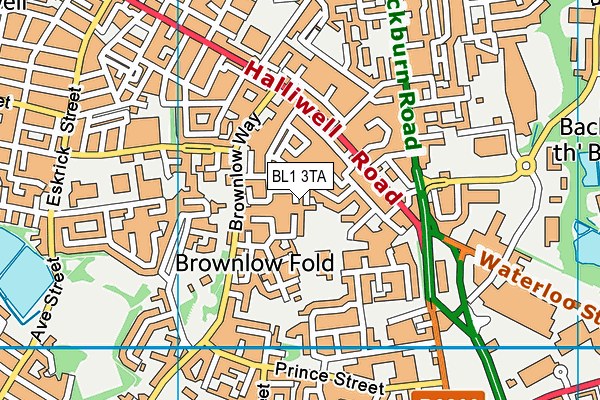BL1 3TA map - OS VectorMap District (Ordnance Survey)