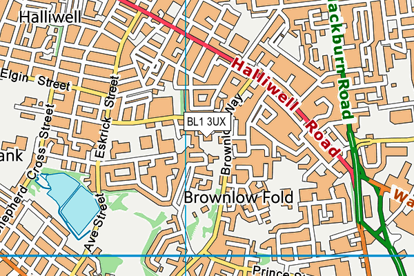 BL1 3UX map - OS VectorMap District (Ordnance Survey) BL1 3UX map - OS VectorMap District (Ordnance Survey)