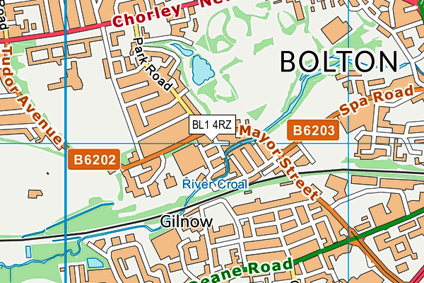 BL1 4RZ map - OS VectorMap District (Ordnance Survey) BL1 4RZ map - OS VectorMap District (Ordnance Survey)