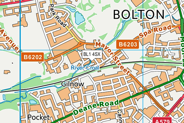BL1 4SX map - OS VectorMap District (Ordnance Survey) BL1 4SX map - OS VectorMap District (Ordnance Survey)