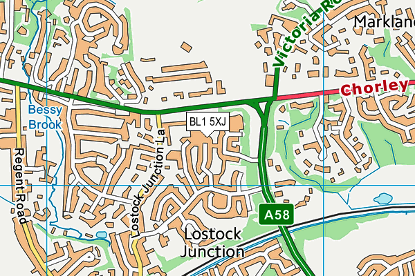BL1 5XJ map - OS VectorMap District (Ordnance Survey)