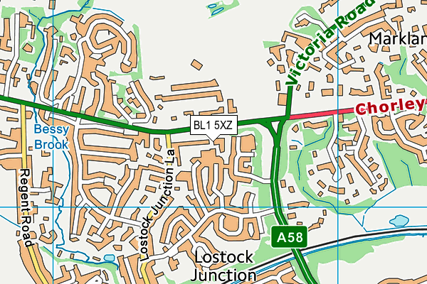 BL1 5XZ map - OS VectorMap District (Ordnance Survey)