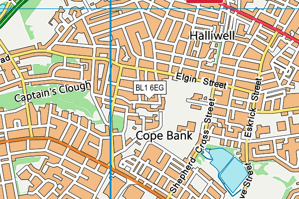 BL1 6EG map - OS VectorMap District (Ordnance Survey) BL1 6EG map - OS VectorMap District (Ordnance Survey)