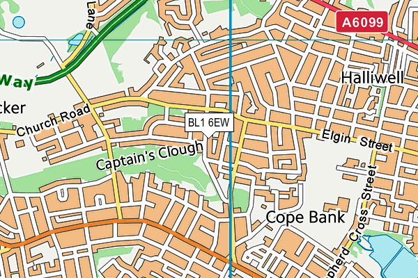 BL1 6EW map - OS VectorMap District (Ordnance Survey)