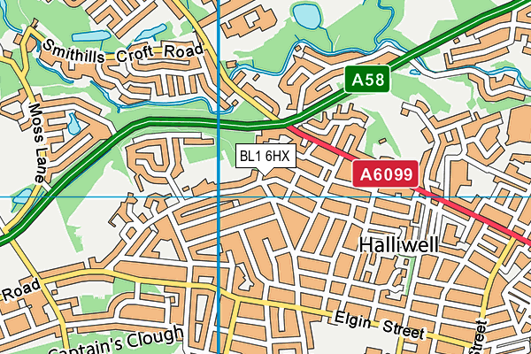 BL1 6HX map - OS VectorMap District (Ordnance Survey)