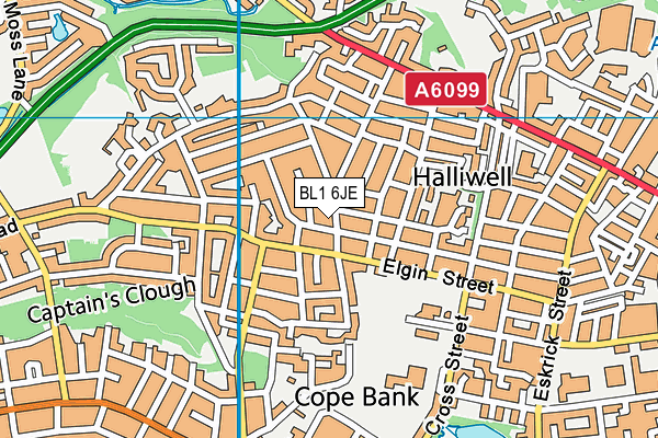 BL1 6JE map - OS VectorMap District (Ordnance Survey)