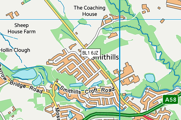 BL1 6JZ map - OS VectorMap District (Ordnance Survey)