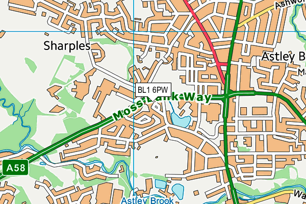 BL1 6PW map - OS VectorMap District (Ordnance Survey)