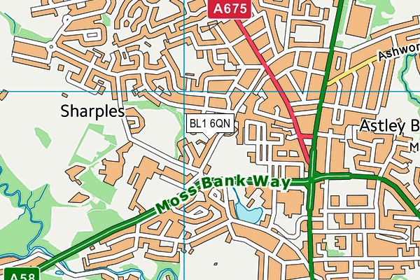 BL1 6QN map - OS VectorMap District (Ordnance Survey)