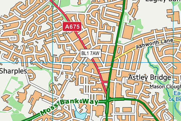 BL1 7AW map - OS VectorMap District (Ordnance Survey)