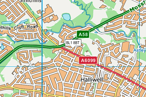 BL1 8BT map - OS VectorMap District (Ordnance Survey)