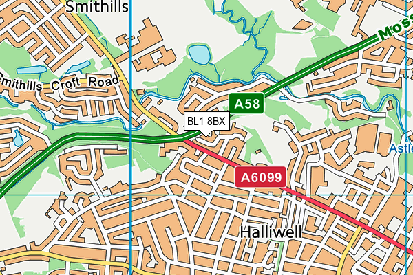 BL1 8BX map - OS VectorMap District (Ordnance Survey)