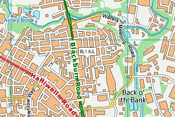 BL1 8JL map - OS VectorMap District (Ordnance Survey) BL1 8JL map - OS VectorMap District (Ordnance Survey)
