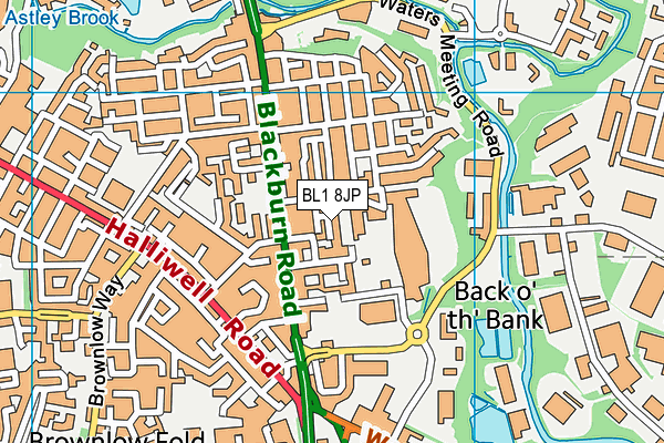 BL1 8JP map - OS VectorMap District (Ordnance Survey) BL1 8JP map - OS VectorMap District (Ordnance Survey)