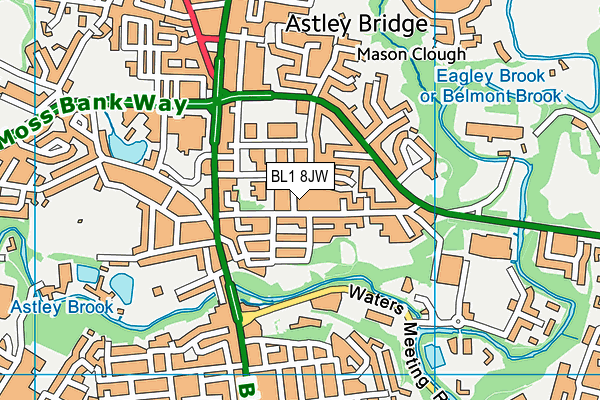 BL1 8JW map - OS VectorMap District (Ordnance Survey)