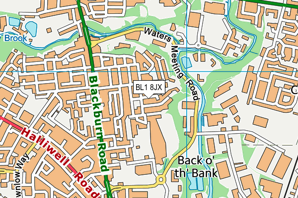 BL1 8JX map - OS VectorMap District (Ordnance Survey) BL1 8JX map - OS VectorMap District (Ordnance Survey)
