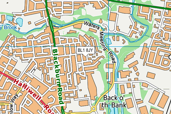 BL1 8JY map - OS VectorMap District (Ordnance Survey) BL1 8JY map - OS VectorMap District (Ordnance Survey)